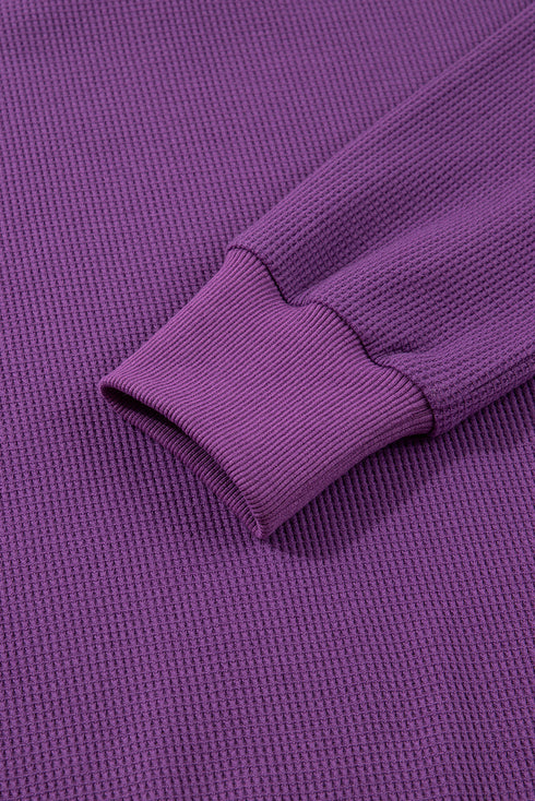 Corded Raw Seam Side Slit Drop Shoulder Sweatshirt