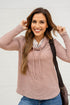 Corded Rib Drawstring Cowl Neck Curved Hem Long Sleeve Knit Top