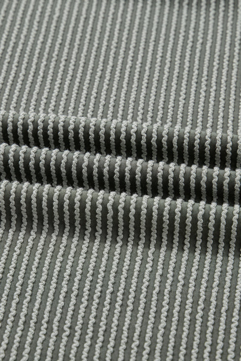 Corded Rib Exposed Seam Drop Shoulder Curved Hem Long Sleeve Top