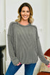 Corded Rib Exposed Seam Drop Shoulder Curved Hem Long Sleeve Top