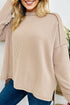 Corded Rib Exposed Seam Drop Shoulder Curved Hem Long Sleeve Top