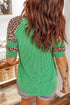 Corded Rib Leopard Patchwork Tunic Tee