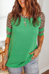 Corded Rib Leopard Patchwork Tunic Tee