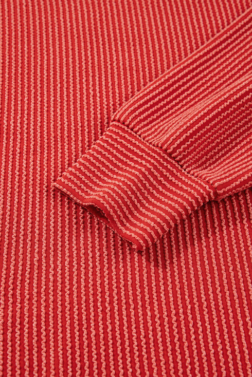 Corded Rib Outline MERRY Letter Drop Shoulder Crewneck Long Sleeve Top