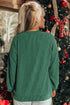 Corded Rib Outline MERRY Letter Drop Shoulder Crewneck Long Sleeve Top