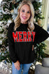 Corded Rib Outline MERRY Letter Drop Shoulder Crewneck Long Sleeve Top