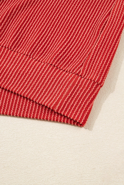 Corded Rib Outline MERRY Letter Drop Shoulder Crewneck Long Sleeve Top