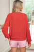 Corded Rib Outline MERRY Letter Drop Shoulder Crewneck Long Sleeve Top