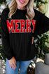 Corded Rib Outline MERRY Letter Drop Shoulder Crewneck Long Sleeve Top