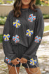 Corded Rib Sequin Bow Long Sleeve Graphic Matching Set