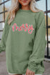 Corded Rib Sequin Merry Letter Drop Shoulder Oversized Pullover Sweatshirt