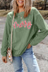 Corded Rib Sequin Merry Letter Drop Shoulder Oversized Pullover Sweatshirt