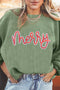 Corded Rib Sequin Merry Letter Drop Shoulder Oversized Pullover Sweatshirt