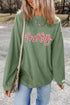 Corded Rib Sequin Merry Letter Drop Shoulder Oversized Pullover Sweatshirt