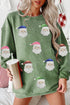 Corded Rib Sequin Santa Patch Oversized Crewneck Sweatshirt