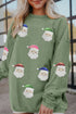 Corded Rib Sequin Santa Patch Oversized Crewneck Sweatshirt