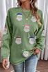 Corded Rib Sequin Santa Patch Oversized Crewneck Sweatshirt
