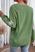 Corded Rib Sequin Santa Patch Oversized Crewneck Sweatshirt