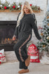 Corded Rib Texture Leopard Patchwork Wide Leg Pant Set