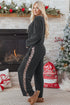 Corded Rib Texture Leopard Patchwork Wide Leg Pant Set