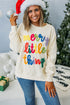Corded Rib Texture Letter Graphic Oversized Crew Neck Sweatshirt