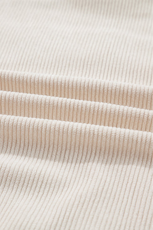 Corded Rib Texture Letter Graphic Oversized Crew Neck Sweatshirt