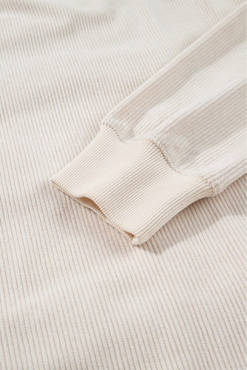 Corded Rib Texture Letter Graphic Oversized Crew Neck Sweatshirt