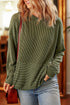 Corded Rib Textured Kangaroo Pocket Long Sleeve Hoodie