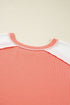 Corded Rib Twist Front High Low Short Sleeve Top