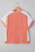 Corded Rib Twist Front High Low Short Sleeve Top