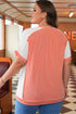 Corded Rib Twist Front High Low Short Sleeve Top
