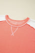 Corded Rib Twist Front High Low Short Sleeve Top