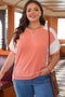 Corded Rib Twist Front High Low Short Sleeve Top