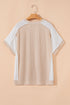 Corded Rib Twist Front High Low Short Sleeve Top