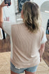 Corded Rib Twist Front High Low Short Sleeve Top