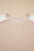 Corded Rib Twist Front High Low Short Sleeve Top