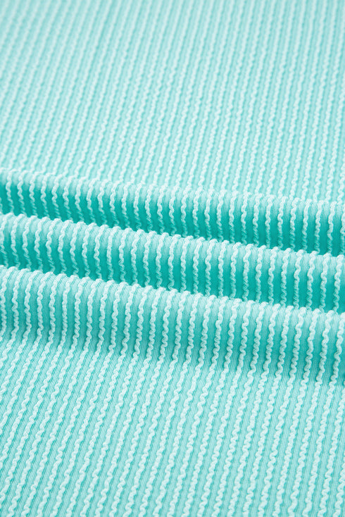 Corded Ribbed Knit Contrast Pocket Long Sleeve Pullover