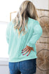 Corded Ribbed Knit Contrast Pocket Long Sleeve Pullover