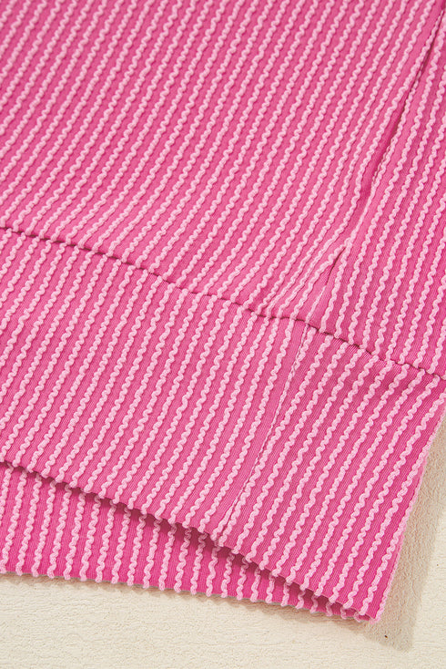 Corded Ribbed Knit Exposed Seam Long Sleeve Pullover Top