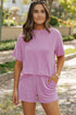Corded Ribbed Knit Loose Fit Tee And Short Set