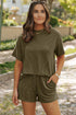 Corded Ribbed Knit Loose Fit Tee And Short Set