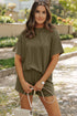 Corded Ribbed Knit Loose Fit Tee And Short Set