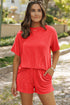 Corded Ribbed Knit Loose Fit Tee And Short Set