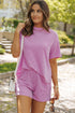 Corded Ribbed Knit Loose Fit Tee And Short Set