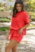 Corded Ribbed Knit Loose Fit Tee And Short Set