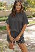 Corded Ribbed Knit Loose Fit Tee And Short Set