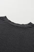 Corded Ribbed Knit Loose Fit Tee And Short Set