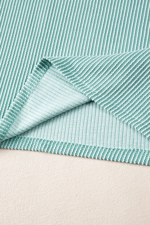 Corded Ribbed Knit Loose Fit Tee And Short Set