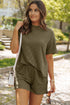 Corded Ribbed Knit Loose Fit Tee And Short Set