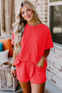Corded Ribbed Knit Loose Fit Tee And Short Set